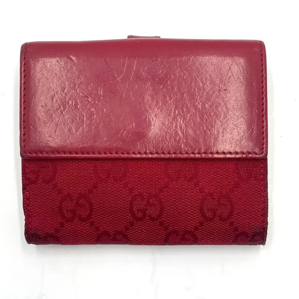 Authentic Gucci Jackie GG Canvas/Leather Compact Wallet Red Silver Closure w/COA - Picture 5 of 15
